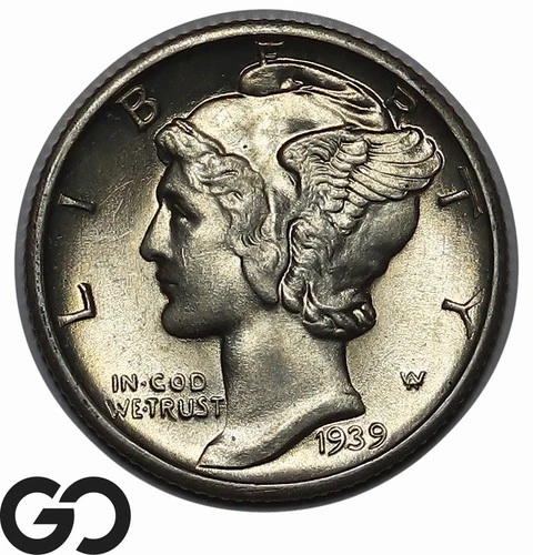 1939-D Mercury Dime, Solid Gem BU++