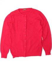 BENETTON Womens Cardigan Sweater UK 12 Medium Pink Wool CQ17