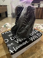 Wild Diva Vivian Faux Black Suede Chunky Heel...