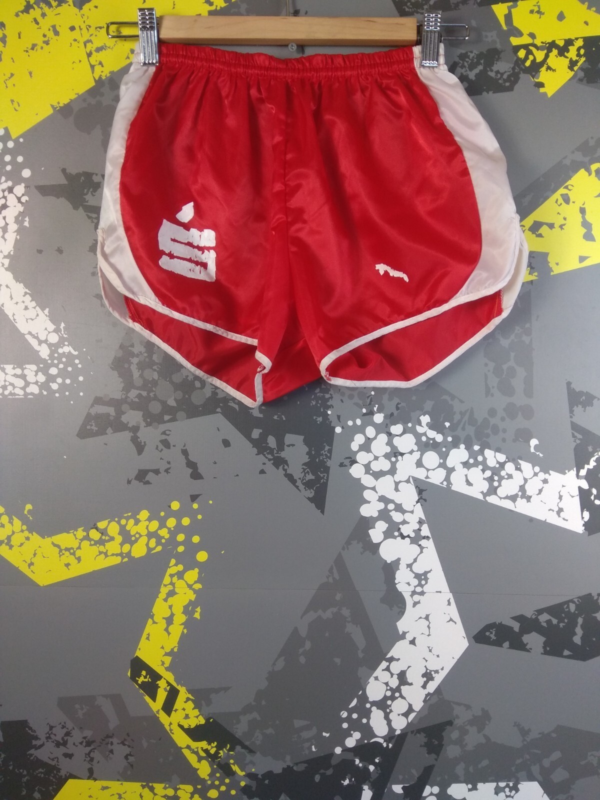 Puma Swarovski Vintage Running Football Shorts Red 90s Nylon Mens