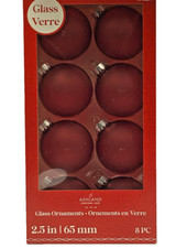 NEW SET OF 8 ASHLAND 2.5" 65MM DARK RED GLASS ORNAMENTS FREE SHIP
