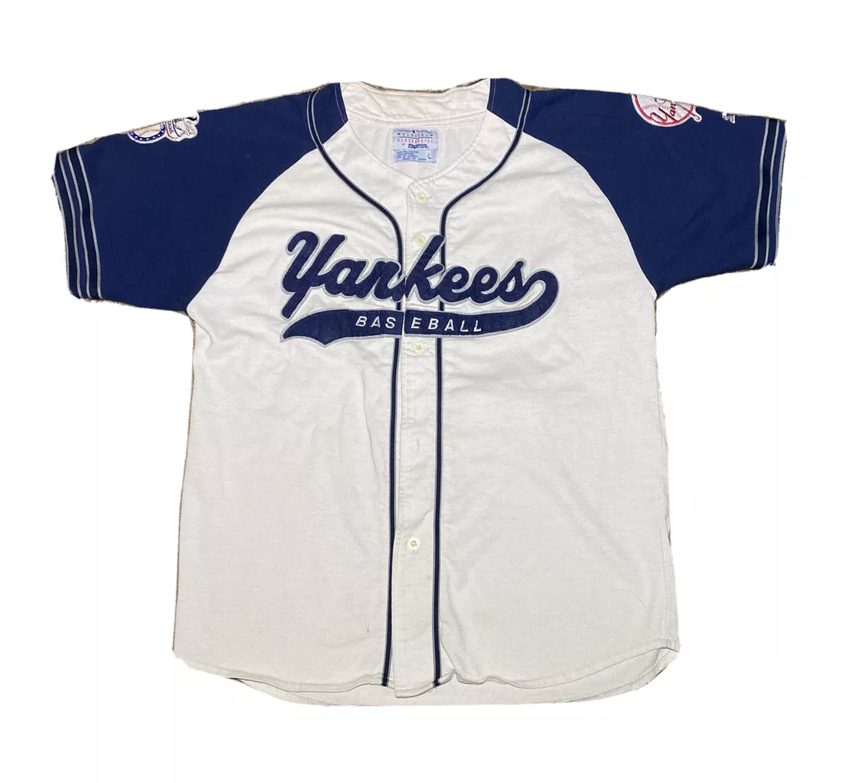 Vintage 90s Starter MLB New Tork Yankees Script Spell Out Baseball Jersey Size L