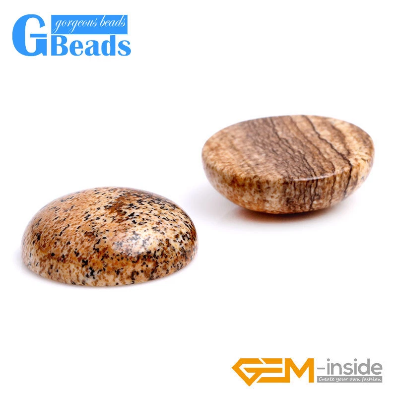 Oval Yellow Picture Jasper Cabochon Beads Ring Pendant Jewelry Making 5pcs Stone - Image 2 of 4