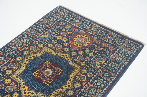 2 x 5 ft Navy Blue Turkish Mamluk Fine quality Hand knotted Medallion Runner Rug - Picture 4 of 14