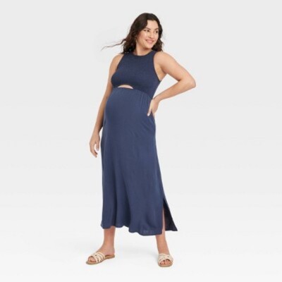 Cut Out Maternity Bodycon Dress - Isabel Maternity by Ingrid & Isabel Blue XXL