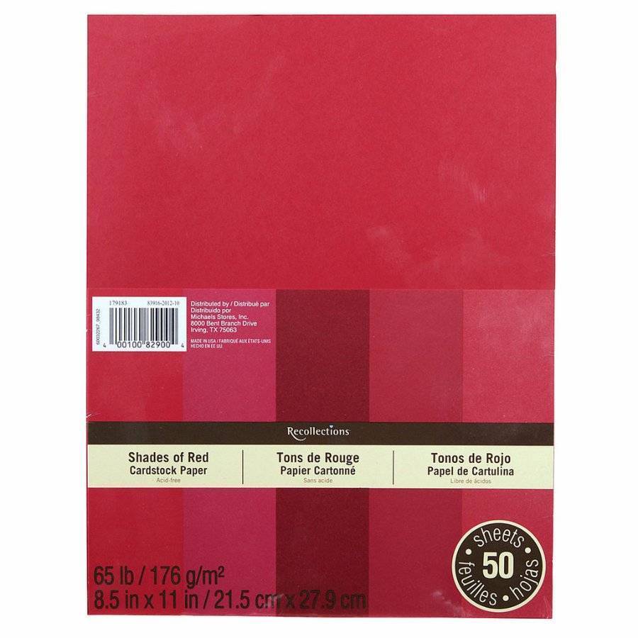 Recollections SHADES OF RED Cardstock Paper 8.5" X 11" Value Pack - 50 Sheets