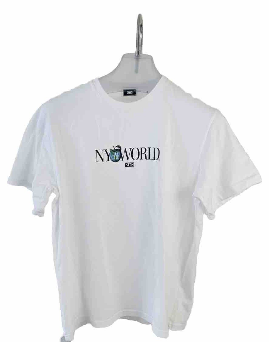 ☆ KITH New York to the World ロゴTシャツ ☆ KITH Men's NY To The World Short Sleeve Cotton T-Shirt White