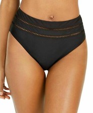 BAR III Women's Ladder Solids High Rise Bikini Bottom sz XL Black