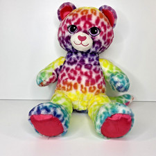 Build A Bear Rainbow Leopard Plush 16  BAB Cheetah Kitty Cat Stuffed Animal Toy