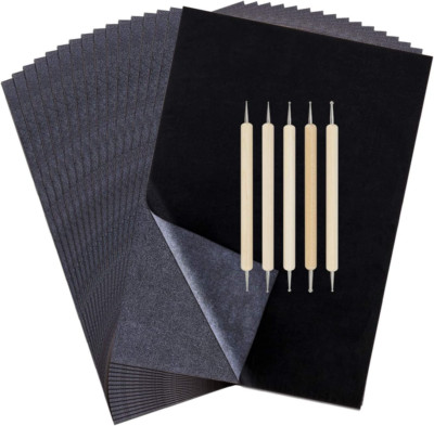 100 Hojas De Papel De Transferencia De Carbono, Papel De Carbón Para Bricolaje, Madera, Papel De Trabajo, Lienzo Y Otras Superficies De Manualidades, Papel De Transferencia De Grafito Y 5 Lápices