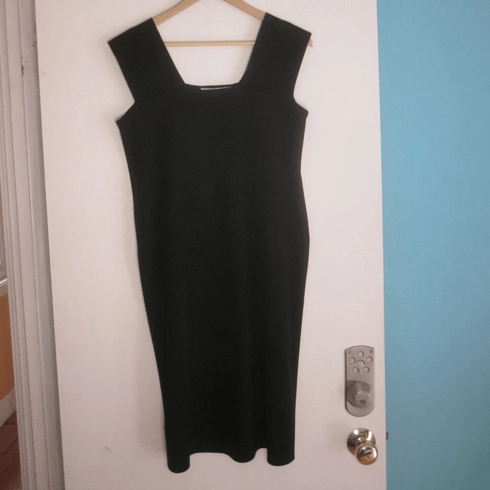 Vestido vaquero Misook para mujer talla M negro acrílico pulóver cuello cuadrado sin mangas Foto 2 de 4