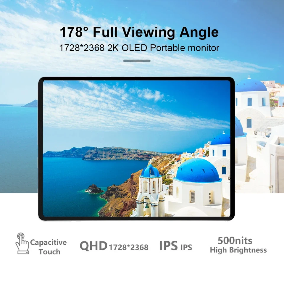 11'' 2K IPS QHD OLED Portable Monitor Touch Screen HDMI Gaming Display 100%sRGB - Image 3 of 4