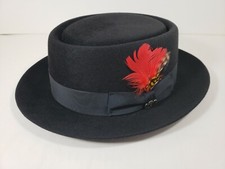 BILTMORE ASHFORD BLACK FUR FELT HAT PORK PIE MADE IN USA
