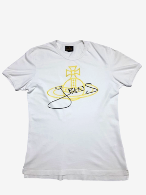 Vivienne Westwood Anglomania Classic Gold Foil Jeans Orb White Tee
