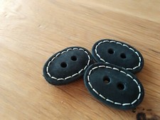 Knöpfe Jim Knopf 2-Loch oval Leder schwarz m...