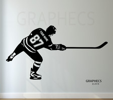 Personalized Hockey Wall Decal Custom NAME & NUMBERS Shot Vinyl Sticker Decor