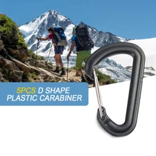 5X D Shape Carabiner  Spring Snap   Clip Hook Lock Outdoor M3E8