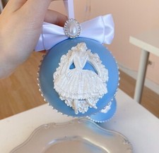 Handmade Christmas Ornament Princess Girl Gift Ballet Pearl Blue Crystal Decor