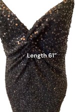 Monsoon Black Bronze Length 61” Sequin Strappy Dress Size 14 Vgc Fit 12￼-14
