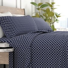 Kaycie Gray Fashion 4 Piece Ultra Soft 100 Microfiber Quatrefoil Bed Sheet Set