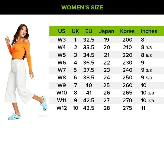 Chart Crocs M7 Size Crocs Classic Clogs Shoes Unisex Adult Size M7