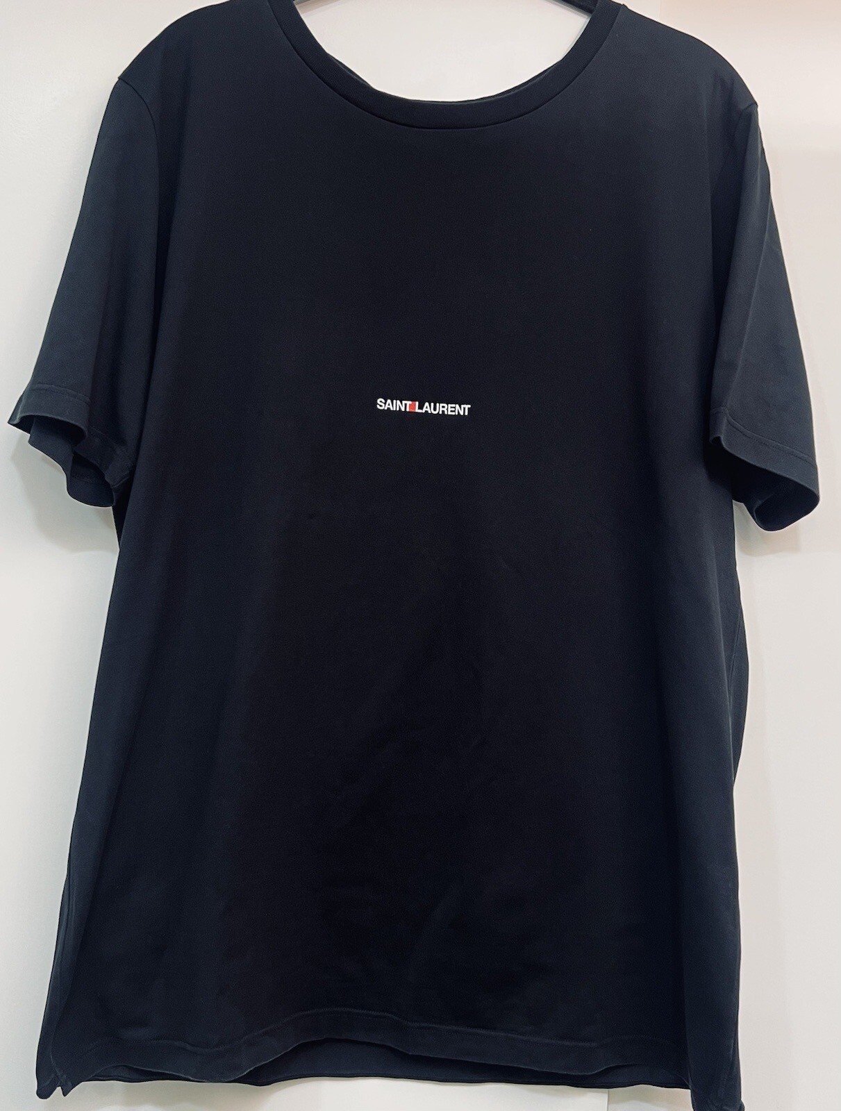 T shirt uomo Saint Laurent Classique stampa logo in cotone nero