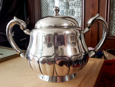 Grand SUCRIER piedouche CHRISTOFLE art nouveau 1900 métal argenté FLEUR lotus