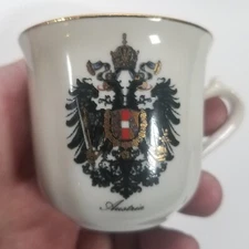 Demitasse Cup Austria Hassenpflug Wein 1950s Vintage Vienna Gold Rim Black Crest