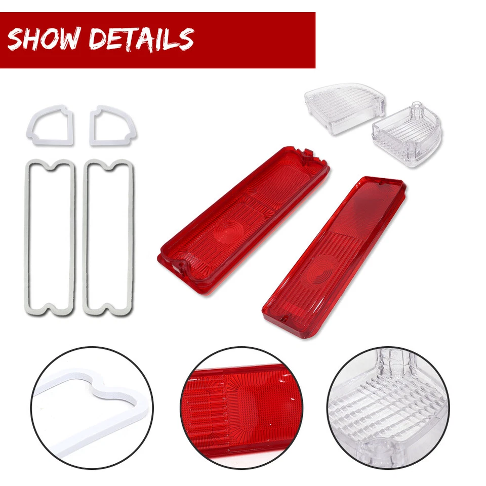 Pair Tail Light Lamp & Reverse Lenses for 1967-72 Chevy / GMC Pickup Truck - Image 3 of 4