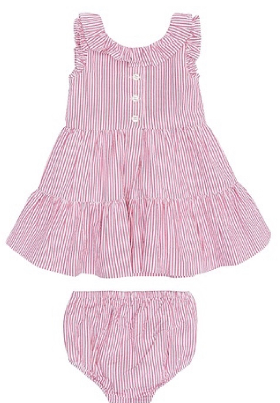 Ralph Lauren Baby Girl Seersucker Pink Stripe Dress Set 18 Months BNWT RRP £95 image 2