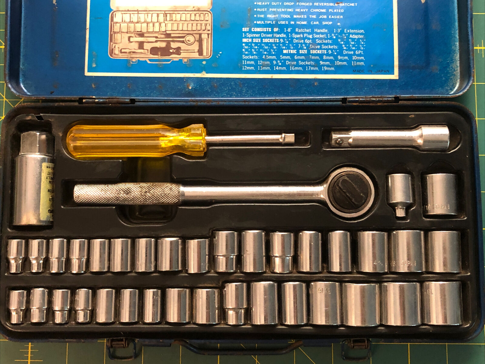Vtg Tiger Tools 40 Pc Socket Wrench Set Case 3/8”&1/4” Drive SAE