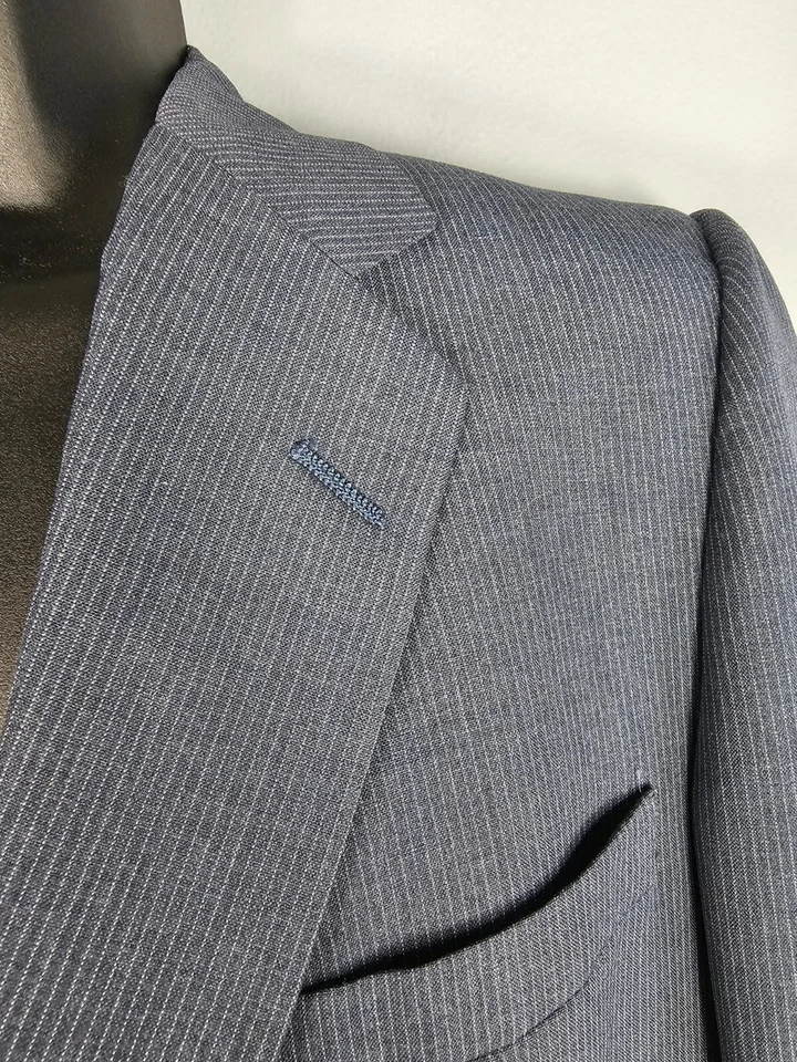 Christian Dior винтажный синий белый в тонкую полоску 42R костюм куртка G2U - Изображение 3 из 4