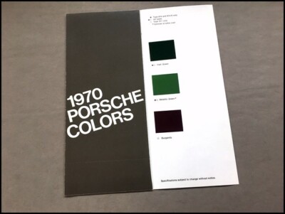1970 Porsche Original Factory Color Paint Brochure Guide 911 911S