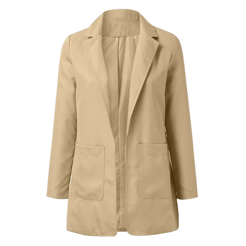 Women Slim Blazer Jacket Top Outwear Long Sleeve Career Formal Long Coat - Bild 24 von 44