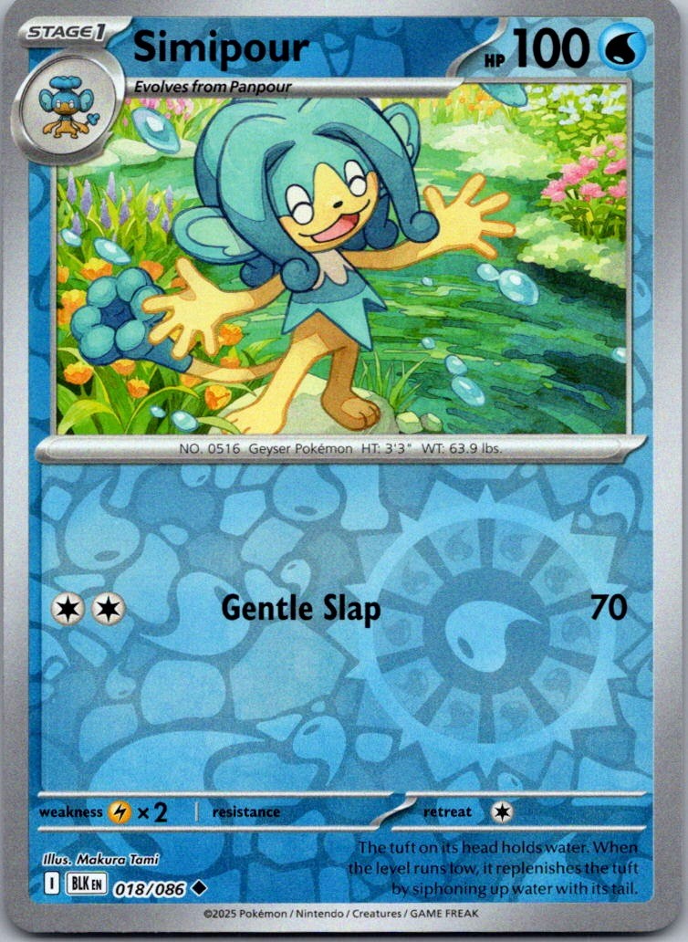 Simipour 018/086 Uncommon Black Bolt Pokemon Reverse Holo Near Mint