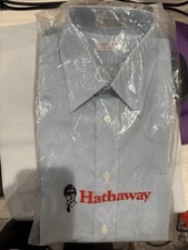 Hathaway English Poplin Shirt 15 1/2 33 Sleeve. Light Blue Made In USA
