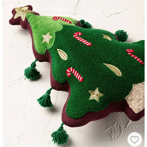 Jungalow Opalhouse Christbaumkissen grün Quasten verziert launisch NEU - Bild 2 von 9