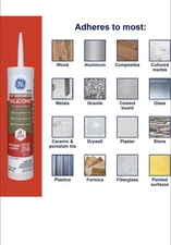 GE Advanced Silicone Caulk for Kitchen & Bathroom, Clear, 10 Fl Oz Cartridge, 1 