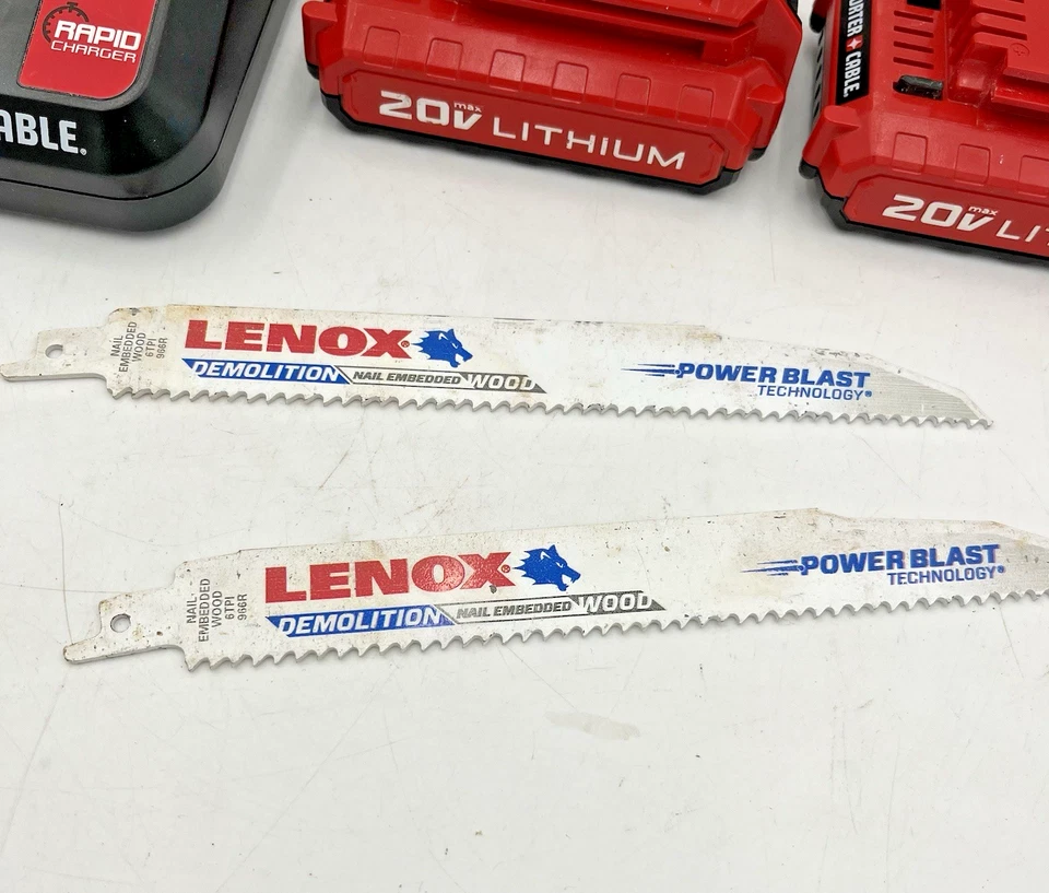 Porter-Cable PCC670 Reciprocating Saw 2 batteries blades rapid charger SEE VIDEO - Image 2 of 4