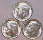 (3) 1963-D Roosevelt Dimes - About Uncirculated - #3019E - FREE SHIPPING