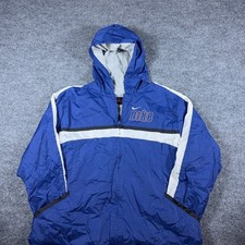 Vintage Nike Windbreaker Jacket Kids Large 14-16 Blue White Full Zip Hooded 90s