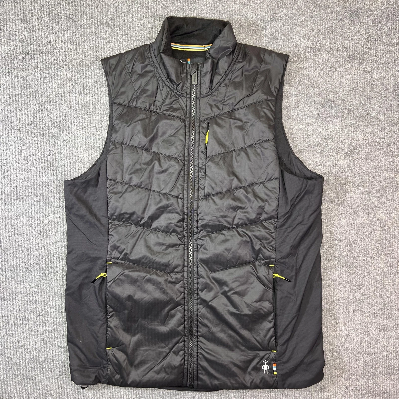 Smartwool Vest Mens M Black Quilted Merino Wool Lined Insulated Full Zip Outdoor