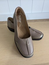 Hotter Gillian Leather Slip On Comfort Shoes Womens UK4 Taupe Comfort Shimmer