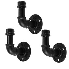3 PCS Bathroom Towel Hooks for Hanging, Vintage Industrial Pipe Towel Holder Bla