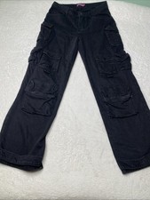 Edikted Cargo Loose Fit Black Pants Size M 30x31 Goth Grunge Pockets baggy