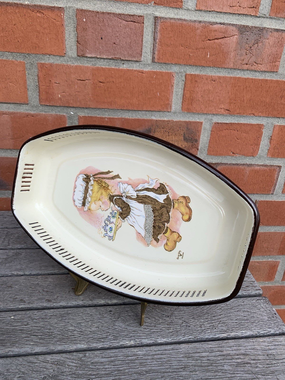 Alter Emaille Brotkorb Schale Sarah Kay Shabby Vintage Landhaus Email Brocante