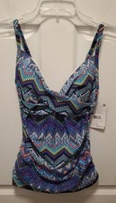 Profile By Gottex Multi Skyline Twist Front Tankini Top Only Size 8 NWT   