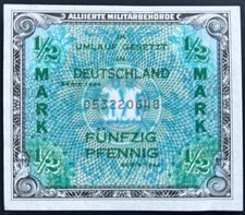 Alliierte Besatzung 1/2 Mark 1944 Ro. 200a bankfrisch