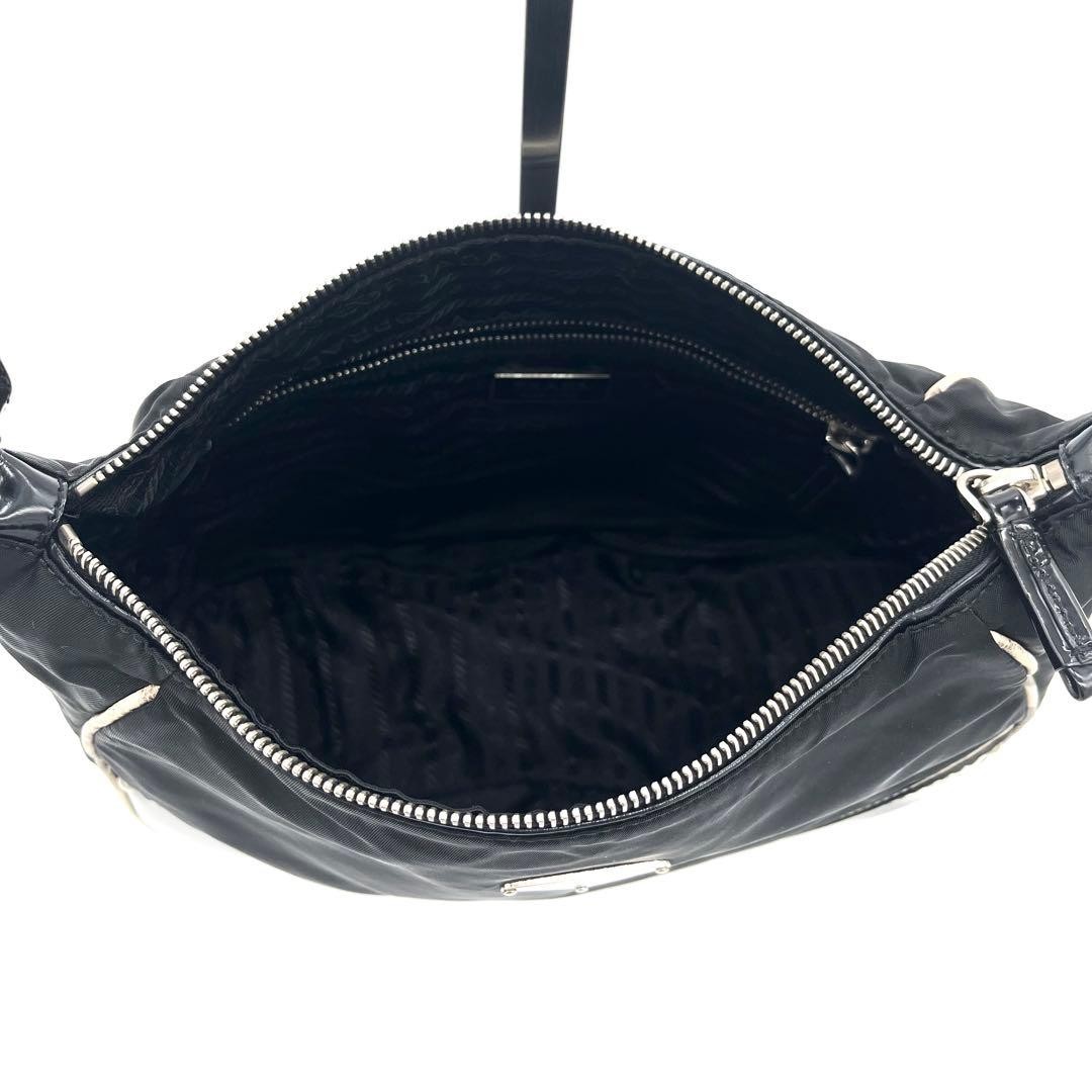 PRADA RRADA Python Pattern Shoulder Bag Black Nyl… - image 15