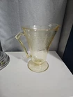 Yellow Florentine "Poppy" Hazel Atlas Depression Glass Pitcher 7.5in